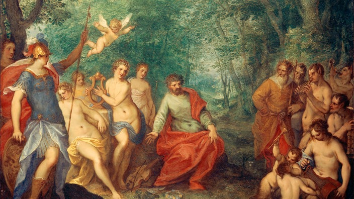Das Urteil des Midas. Öl auf Kupfer von Hans Rottenhammer und Jan Brueghel d.Ä.