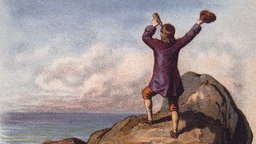 Illustration: Die schwebende Insel Laputa. 