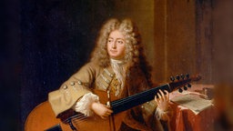 Gemälde von Marin Marais mit einer Gambe.