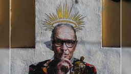 Wand-Graffito von Ennio Morricone in Rom.