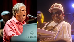 Montage aus Fotos von Brian Wilson (links) und Sly Stone (rechts).