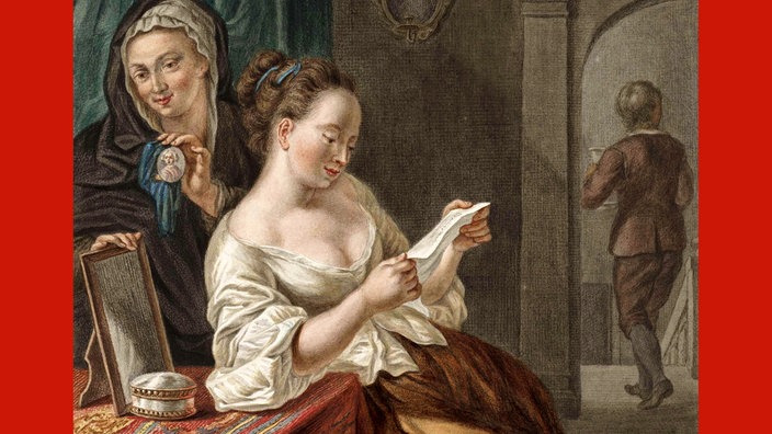 Das Beitragsbild der WDR3 Vesper "Das Lied der Lieder & Lettera amorosa" zeigt das Gemaelde "Der Briefleser" von Abraham Delfos, 1795.