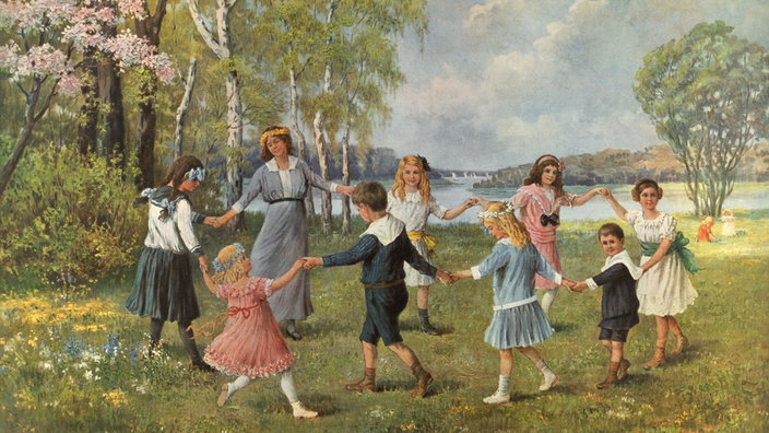 Ringelreihen im Mai- Gemälde von Karl Krebs (1880-1914) 