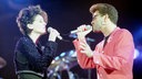 Lisa Stansfield und George Michael beim Gedenkkonzert an Freddie Mercury am 20.April 1992 im Londoner Wembley Stadion