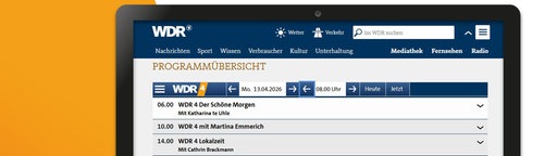 Programmvorschau von WDR 4 auf einem Computerbildschirm