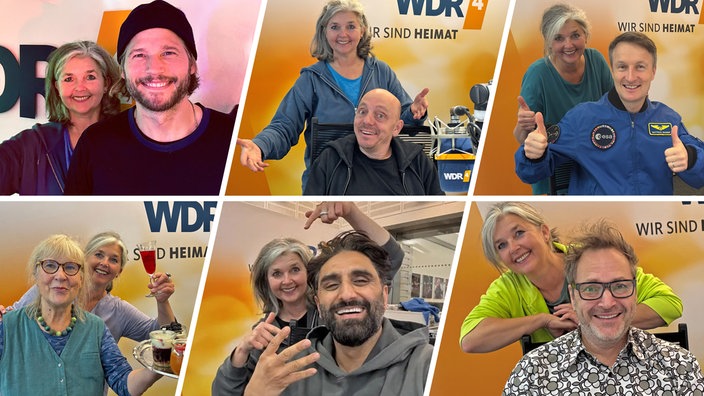 Eine Collage aus Studiogästen 2025: Sebastian Ströbel, Ulla Scholz, Bernhard Hoëcker, Djavid Sediqi, Matthias Maurer und Paul Panzer