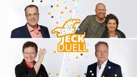 Collage der WDR 4 Jeck Duell-Fachjury: Jochen Robertz, Markus Lehwald, Janine Kemmer, Monika Salchert, Ulf Pohlmeier