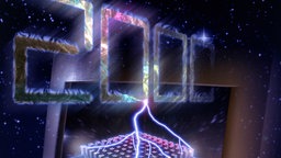 Eine mit einer Wunderkerze gemalte "2000" leuchtet während des Millennium-Feuerwerks um Mitternacht des 31.12.1999 am Brandenburger Tor in Berlin.