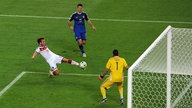 Mario Götze erzielt beim WM Finale 2014 den Siegtreffer für Deutschland gegen Argentinien
