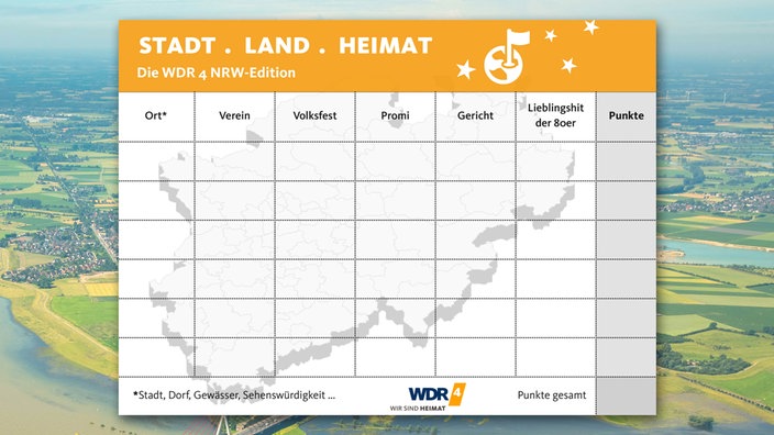"Stadt, Land, Heimat": Druckvorlage im WDR 4-Design