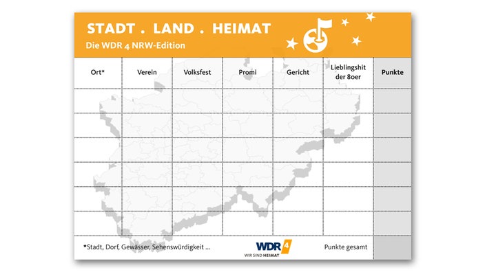 "Stadt, Land, Heimat": Druckvorlage im WDR 4-Design
