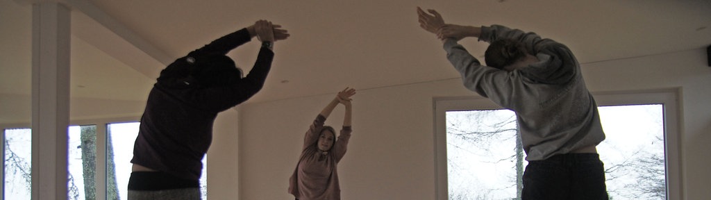 Die Teilnehmerinnen und Teilnehmer des Achtsamkeits-Spaziergangs bei den abschließenden Yoga-Übungen in der "Wolke 7"