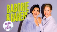 Titelbild des Podcasts "Baborie & Rakers – Was war los gewesen?" mit Ariana Baborie und Judith Rakers vor lila Hintergrund