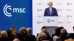 Friedrich Merz (CDU), Bundeskanzler, spricht  bei der Eröffnung der Münchner Sicherheitskonferenz, München, 13.02.2026.