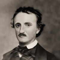 Porträt von Edgar Allan Poe, digital bearbeitet nach einem Foto.