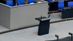 Das Rednerpult im deutschen Bundestag.