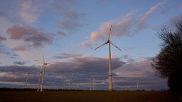 Windräder bei Alzey in Rheinland-Pfalz.