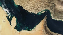 Satellitenaufnahme der Straße von Hormus.