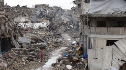 Panorama der zerstörten Nachbarschaft "Shujaiya" in Gaza-Stadt.