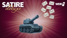 Ein Panzer, der Briefe schießt.