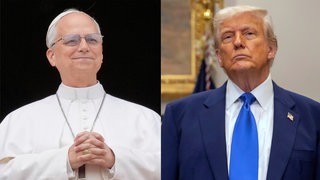 Papst Leo XIV. und Donald Trump nebeneinander in einer Collage.