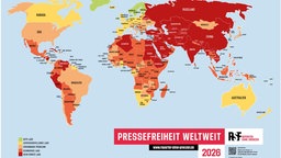 Landkarte zur Pressefreiheit von Reporter ohne Grenzen. 
