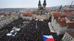 Demonstration auf dem Altstädter Ring, Prag, 01.02.2026.