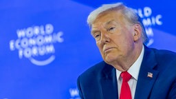 Donald Trump beim Weltwirtschaftsforum 2026 in Davos, Schweiz. 21.01.2026.  