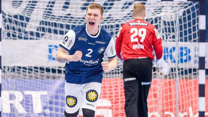 Noah Beyer vom Bergischen HC jubelt