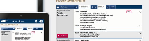 Screenshot: Neue WDR Internetseite Programmvorschau