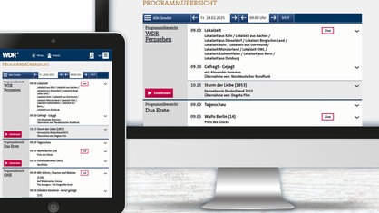 Screenshot: Neue WDR Internetseite Programmvorschau