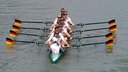Das Team des Deutschland-Achters auf dem Dortmund-Ems-Kanal unterwegs
