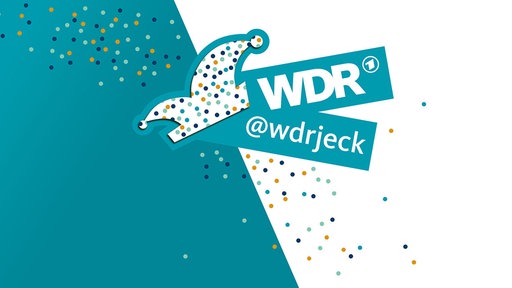 Grafik in blau, weiß und Konfetti. Aufschrift: WDRjeck