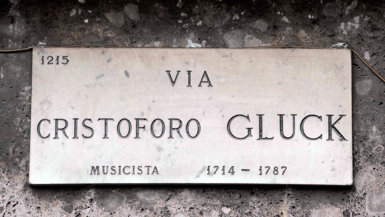 Straßenschild: Via Cristoforo Gluck