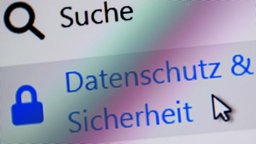 Eine Website mit den Worten Datenschutz und Sicherheit