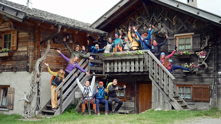 Aufnahme der Wandergruppen am Tag 8 auf der Mahd-Alm