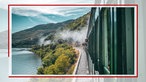 Blick aus dem fahrenden Zug aufs Douro-Tal