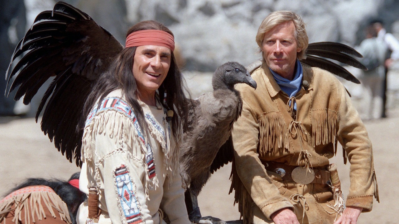Gojko Mitić und Horst Janson 1998 in Bad Segeberg als Winnetou und Old Shatterhand