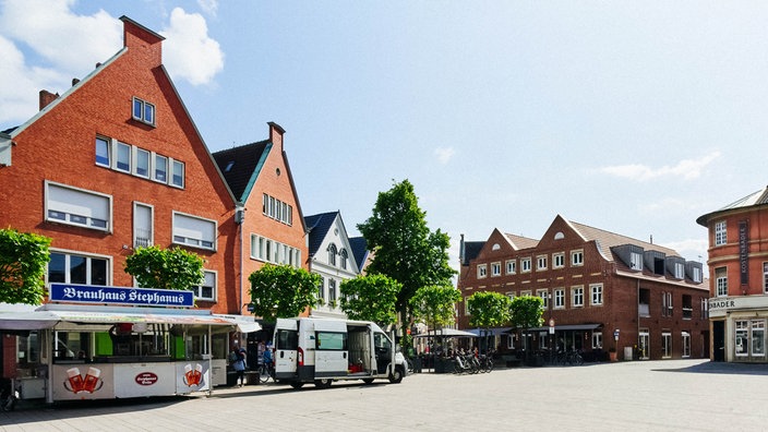Häuser am Marktplatz in Lüdinghausen.