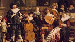 Musizierende Gesellschaft ( (v.li. Cister, Violine, Laute und Violoncello); Gemälde von Jan Miense Molenaer (um 1610-1668).